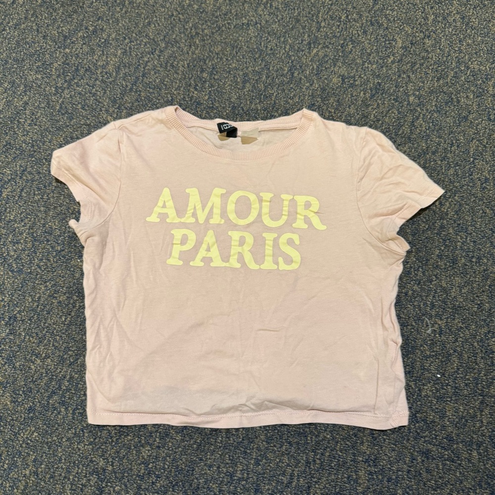 Light Pink Tee with Yellow Print